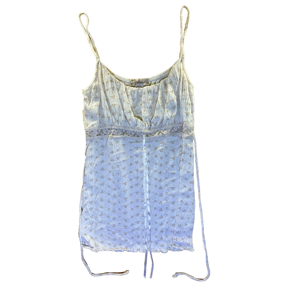 Paprika Women’s White Floral Lace Trim Cami Tank Top Size XL Adjustable Straps